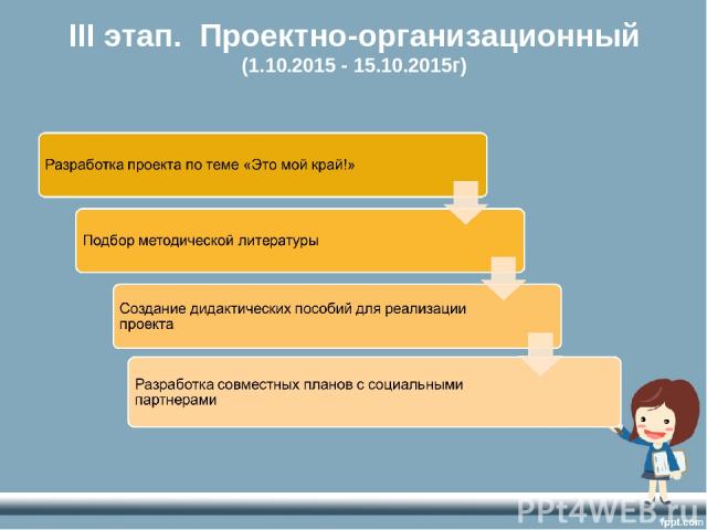 III этап. Проектно-организационный (1.10.2015 - 15.10.2015г)
