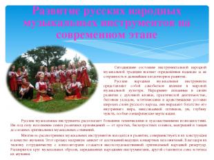 Русские музыкальные инструменты располагают большими техническими и художественн