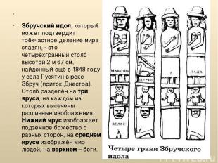 Збручский идол, который может подтвердит трёхчастное деление мира славян, - это