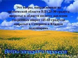 Это ветры, направленные из тропической области ВД (25-30 градуса широты) к облас