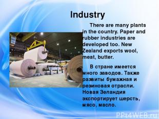 Industry There are many plants in the country. Paper and rubber industries are d