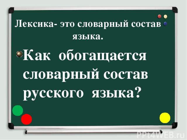 Лексика- это словарный состав языка. Как обогащается словарный состав русского языка?