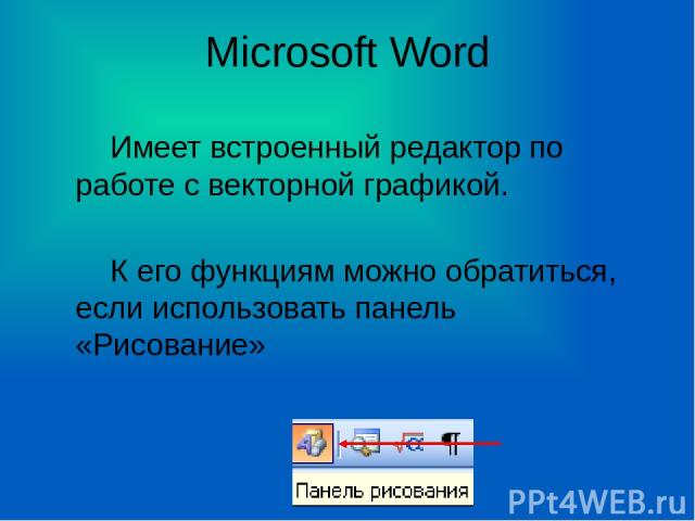Microsoft Word Имеет встроенный редактор по работе с векторной графикой. К его функциям можно обратиться, если использовать панель «Рисование»