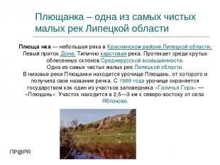 Плюща нка — небольшая река в Краснинском районе Липецкой области. Левый приток Д