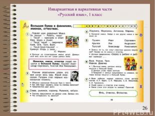 Инвариантная и вариативная части «Русский язык», 1 класс