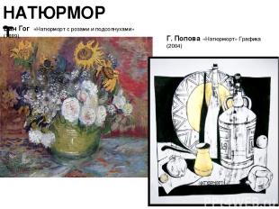 НАТЮРМОРТ Ван Гог «Натюрморт с розами и подсолнухами» (1889)   Г. Попова «Натюрм