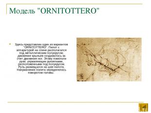 Модель "ORNITOTTERO" Здесь представлен один из вариантов "ORNITOTTERO". Пилот с