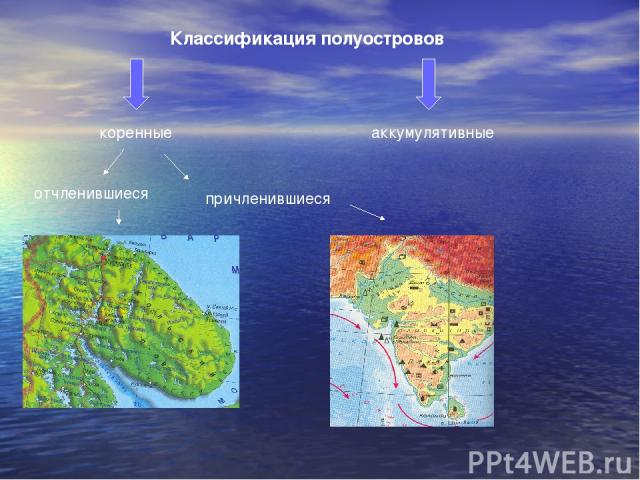 Классификация полуостровов коренные аккумулятивные отчленившиеся причленившиеся