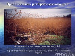 Проблемы малых рек Краснодарского края Экологическое состояние реки Зеленчук 2-й