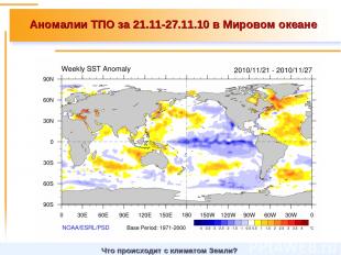Аномалии ТПО за 21.11-27.11.10 в Мировом океане Что происходит с климатом Земли?