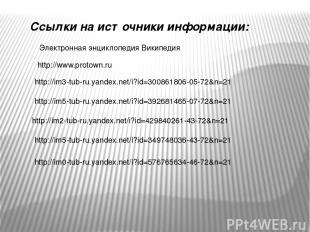 Ссылки на источники информации: http://www.protown.ru http://im3-tub-ru.yandex.n