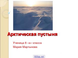 Арктическая пустыня Ученица 8 «а» класса Мария Мартынова 900igr.net