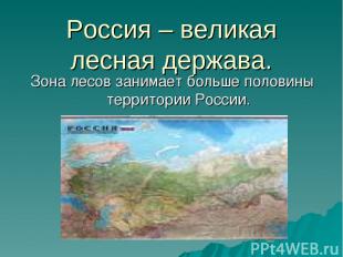 Россия – великая лесная держава. Зона лесов занимает больше половины территории
