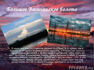 Большое Васюганское болото В наши дни Россия славится своими болотами. В то врем