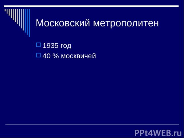 Московский метрополитен 1935 год 40 % москвичей