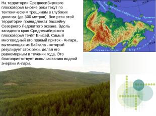 Среднесибирское плоскогорье На территории Среднесибирского плоскогорья многие ре