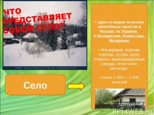 Село один из видов сельских населённых пунктов в России, на Украине, в Белорусси