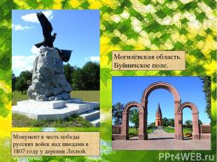 Монумент в честь победы русских войск над шведами в 1807 году у деревни Лесной.