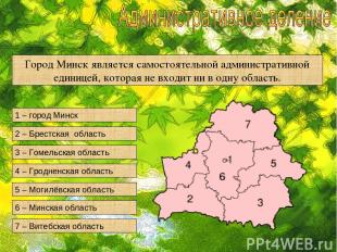 Город Минск является самостоятельной административной единицей, которая не входи