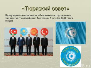 «Тюркский совет» Международная организация, объединяющая тюркоязычные государств
