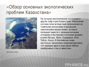 «Обзор основных экологических проблем Казахстана» Аральское море Не лучшее эколо