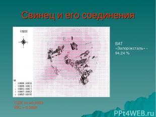 Свинец и его соединения ВАТ «Запоріжсталь» - 94,24 % ПДК сс =0,0003 RfC = 0,0005