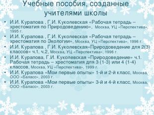 Учебные пособия, созданные учителями школы И.И. Курапова , Г.И. Куколевская «Раб