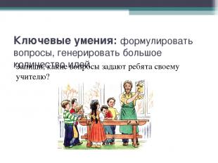 Ключевые умения: формулировать вопросы, генерировать большое количество идей Зап