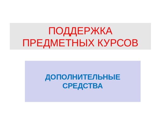 ПОДДЕРЖКА ПРЕДМЕТНЫХ КУРСОВ ДОПОЛНИТЕЛЬНЫЕ СРЕДСТВА