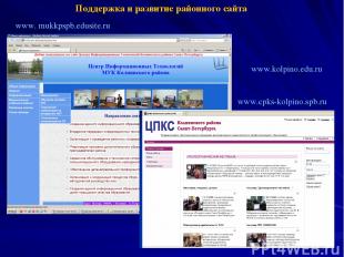 * Поддержка и развитие районного сайта www. mukkpspb.edusite.ru www.cpks-kolpino