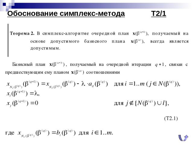 Обоснование симплекс-метода Т2/1 (T2.1)