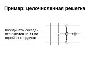 Пример: целочисленная решетка Координаты соседей отличаются на ±1 по одной из ко