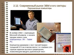 В ноябре 2002 г. корпорация Microsoft объявила о начале продаж нового типа планш