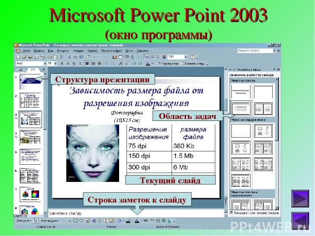 Microsoft Power Point 2003 (окно программы)