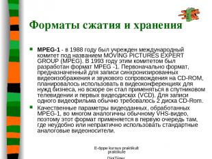 E-õppe kursus praktikult praktikule DigiTiiger MPEG-1 - в 1988 году был учрежден