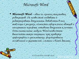 Е.А. Тулаева МОУ СОШ №18 г.Пензы Microsoft Word Microsoft Word – один из лучших