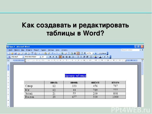 Как создавать и редактировать таблицы в Word?