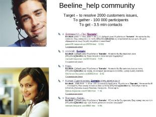 Beeline_help community Target – to resolve 2000 customers issues, To gather - 10
