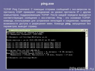 TCP/IP Ping Command. С помощью отправки сообщений с эхо-запросом по протоколу IC