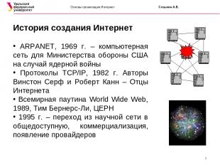 * Основы организации Интернет Созыкин А.В. История создания Интернет ARPANET, 19