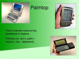 Palmtop Портативный компьютер, размером в ладонь. Palmtop (от англ. palm – ладон