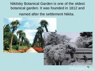 Nikitsky Botanical Garden is one of the oldest botanical garden. It was founded