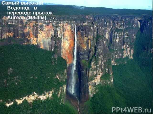 Самый высокий Водопад в переводе прыжок Ангела (1054 м)