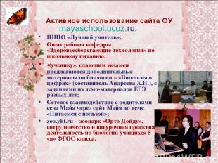 Активное использование сайта ОУ mayaschool.ucoz.ru: ПНПО «Лучший учитель»; Опыт