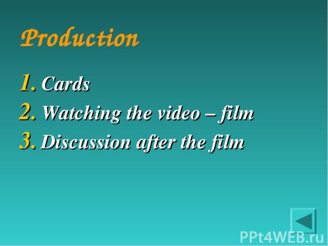 Production Cards Watching the video – film Discussion after the film