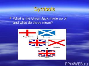Symbols What is the Union Jack made up of and what do these mean?