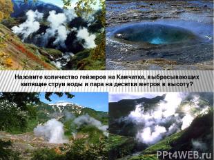 Назовите количество гейзеров на Камчатке, выбрасывающих кипящие струи воды и пар