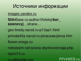 Источники информации images.yandex.ru StihiBase.ru›author/t/tolstoj/bor_sosnovyj