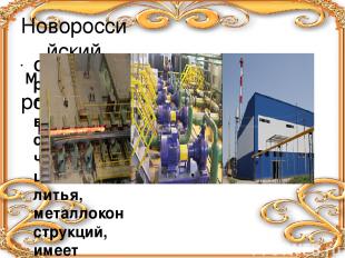 Новороссийский машиностроительный завод Специализируется на производстве стально