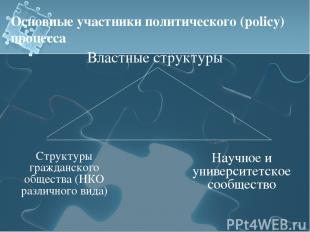 Основные участники политического (policy) процесса Властные структуры Структуры